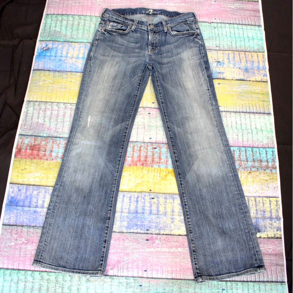7 For All Mankind Distressed Straight Leg Jeans